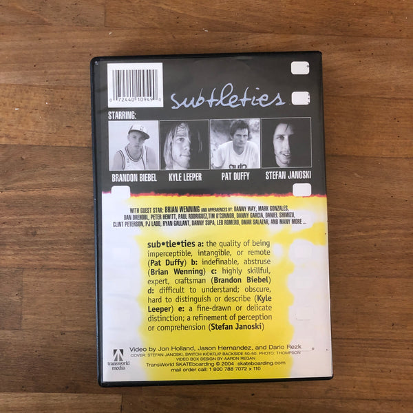 Transworld Subtleties DVD - Janoski, Biebel, Amazing!